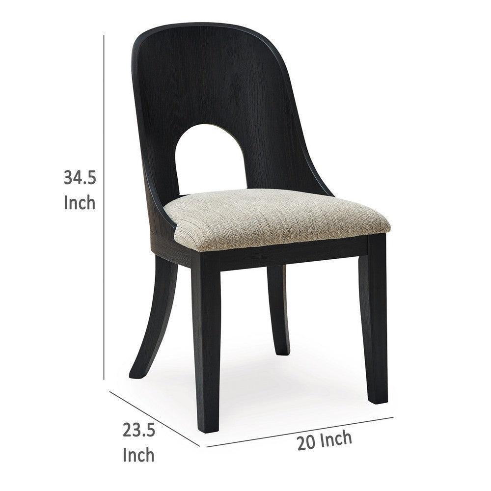Ashley Robeck Dining Side Chair Set of 2 Herringbone Polyester Black Wood BM329801