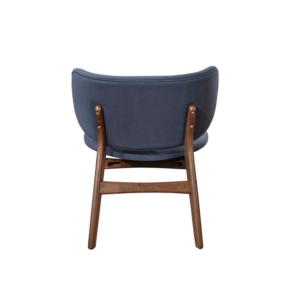 Isina Dining Side Chair Slate Blue Polyester Walnut Brown Solid Wood BM329810