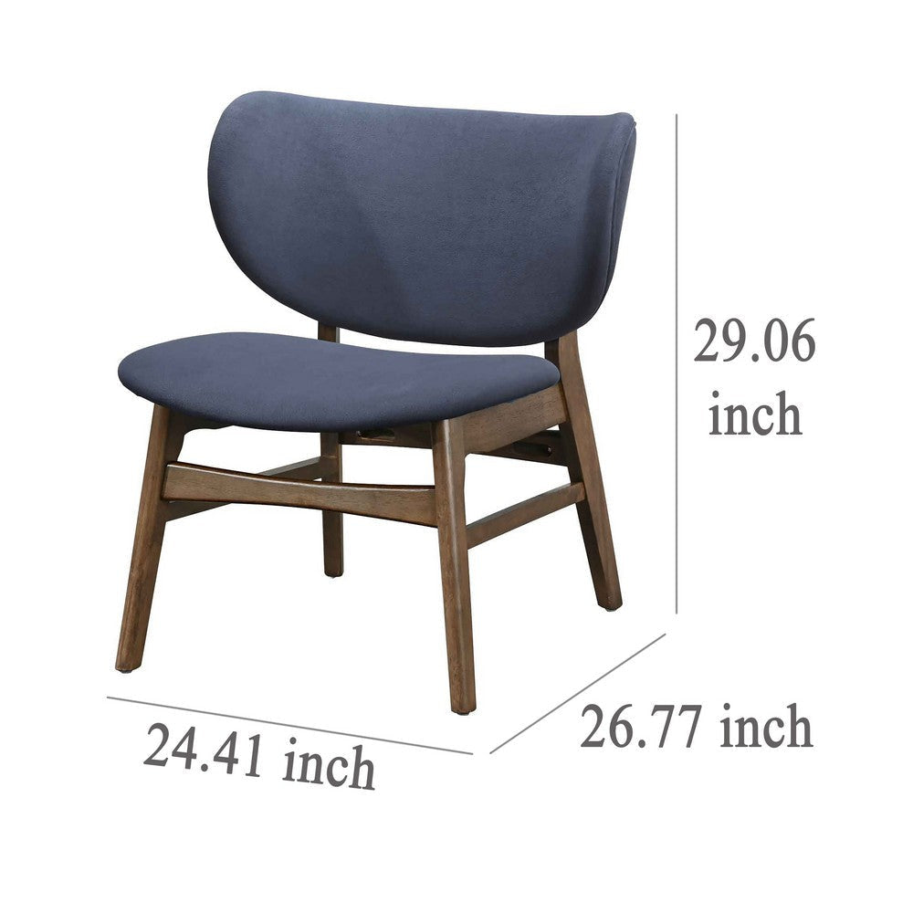 Isina Dining Side Chair Slate Blue Polyester Walnut Brown Solid Wood BM329810