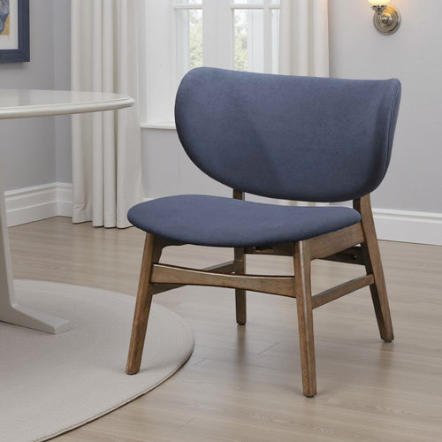 Isina Dining Side Chair, Slate Blue Polyester, Walnut Brown Solid Wood