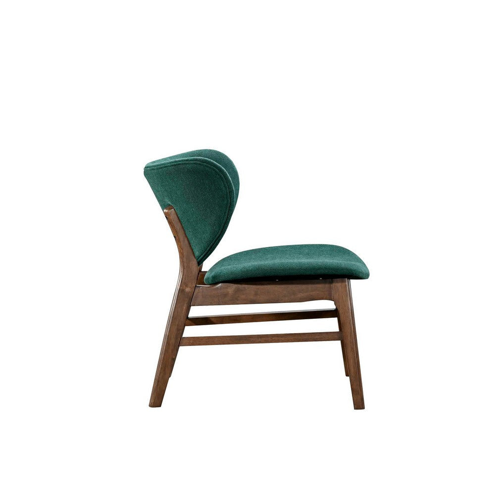Isina Dining Side Chair Rich Green Polyester Walnut Brown Solid Wood BM329811