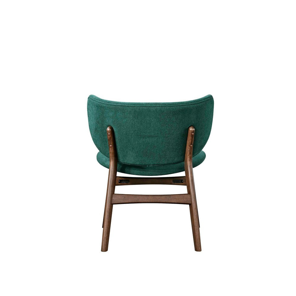 Isina Dining Side Chair Rich Green Polyester Walnut Brown Solid Wood BM329811