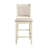 Han Counter Chair Set of 2 Beige Fabric Ivory Solid Rubberwood BM329812