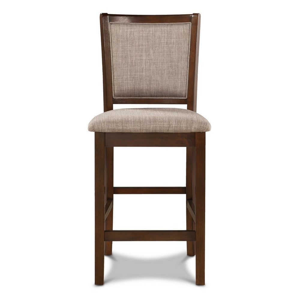Han Counter Chair Set of 2 Light Brown Cherry Brown Solid Wood BM329813
