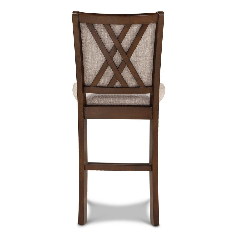 Han Counter Chair Set of 2 Light Brown Cherry Brown Solid Wood BM329813