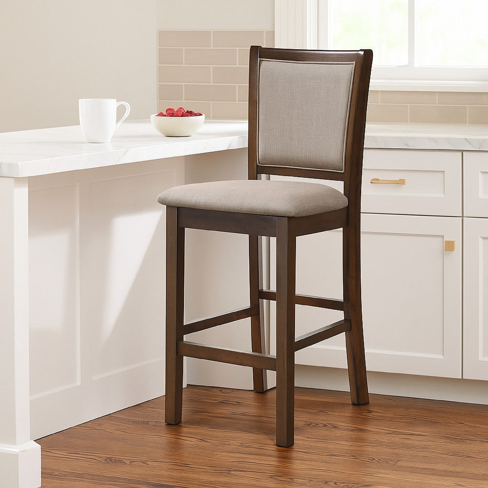 Han Counter Chair Set of 2, Light Brown, Cherry Brown Solid Wood