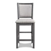 Han Counter Chair Set of 2 Light Gray Fabric Dark Gray Solid Wood BM329814