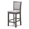Han Counter Chair Set of 2, Light Gray Fabric, Dark Gray Solid Wood