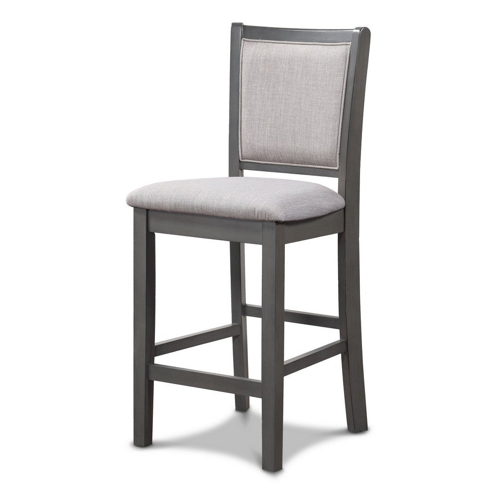 Han Counter Chair Set of 2, Light Gray Fabric, Dark Gray Solid Wood
