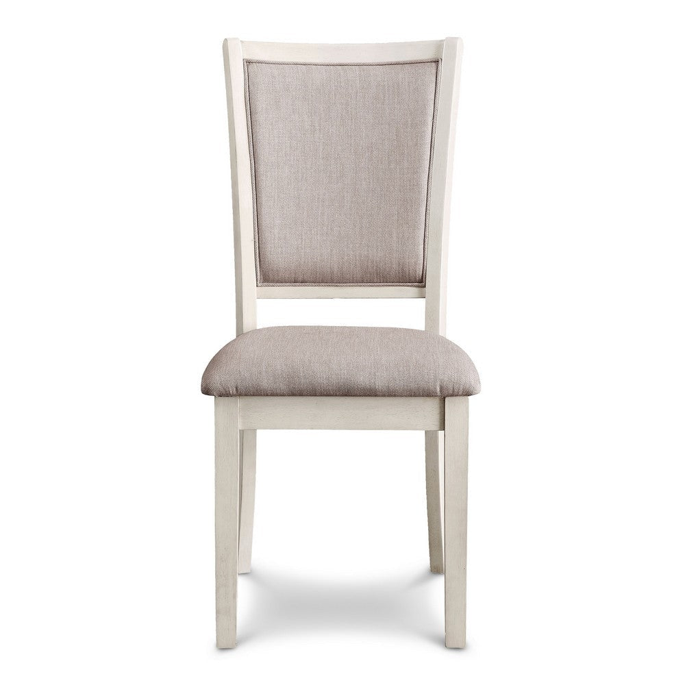 Han Dining Chair Set of 2 Light Brown Fabric Beige Solid Rubberwood BM329815