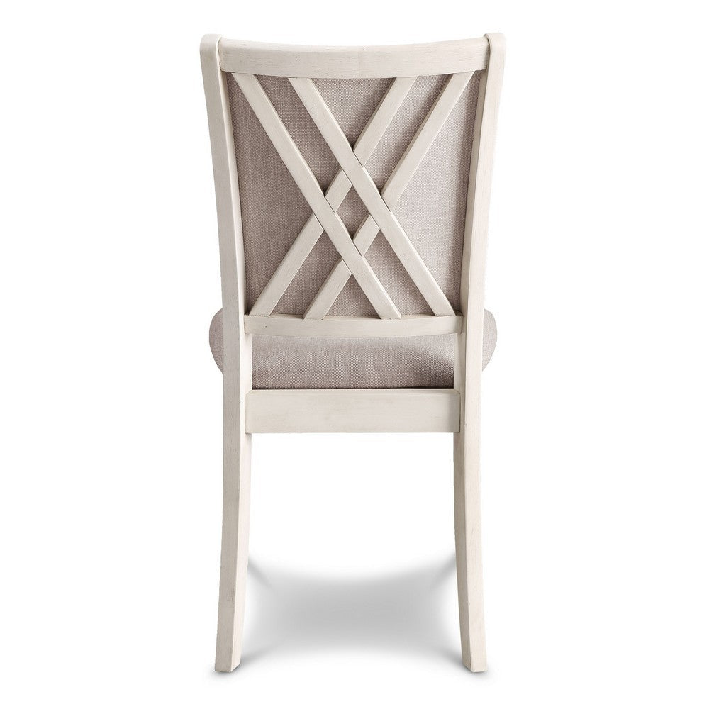 Han Dining Chair Set of 2 Light Brown Fabric Beige Solid Rubberwood BM329815