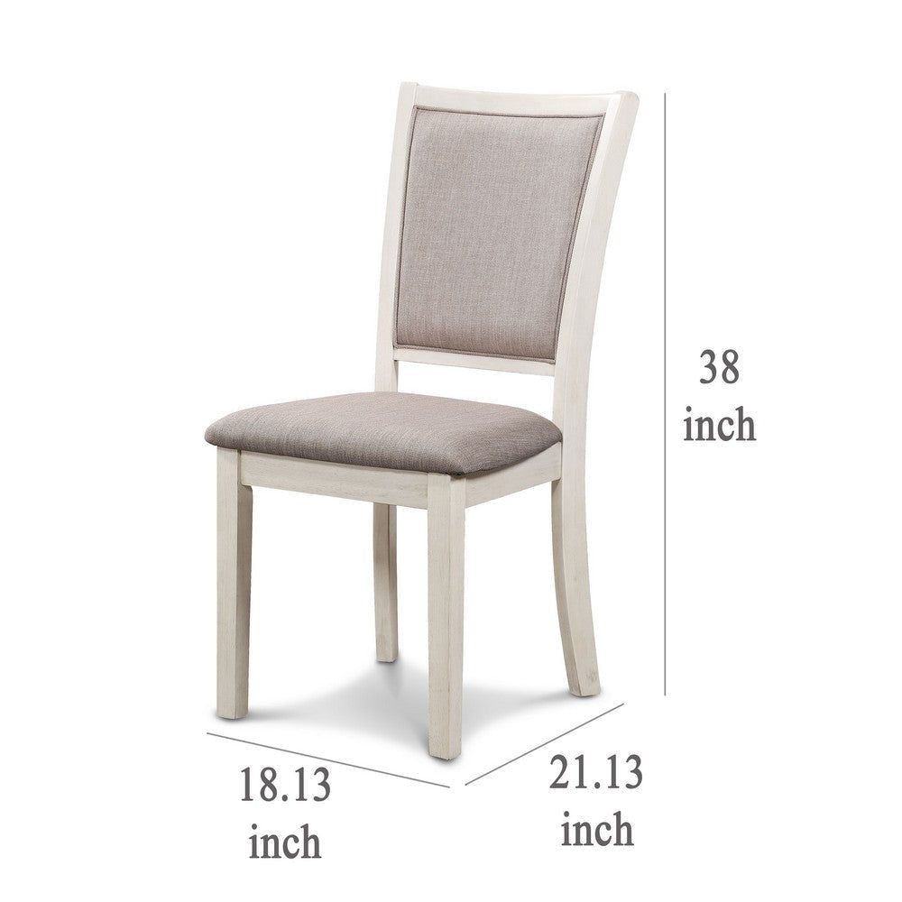 Han Dining Chair Set of 2 Light Brown Fabric Beige Solid Rubberwood BM329815