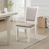 Han Dining Chair Set of 2, Light Brown Fabric, Beige Solid Rubberwood