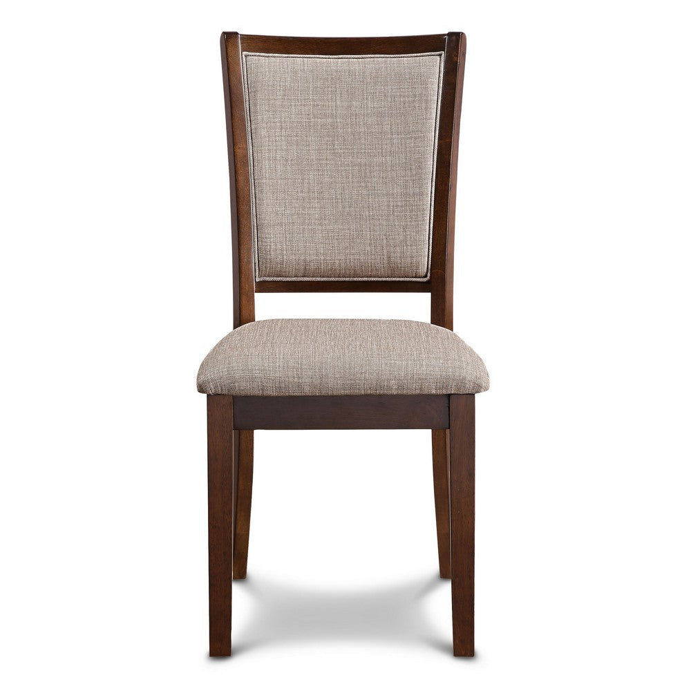Han Dining Chair Set of 2 Light Brown Fabric Cherry Brown Solid Wood