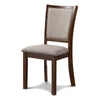 Han Dining Chair Set of 2, Light Brown Fabric, Cherry Brown Solid Wood