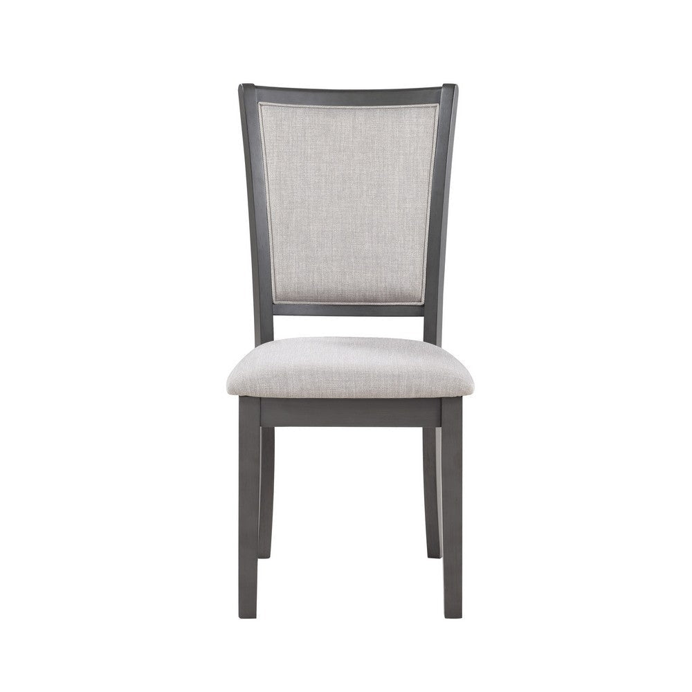 Han Dining Chair Set of 2 Light Gray Fabric Dark Gray Solid Wood BM329817