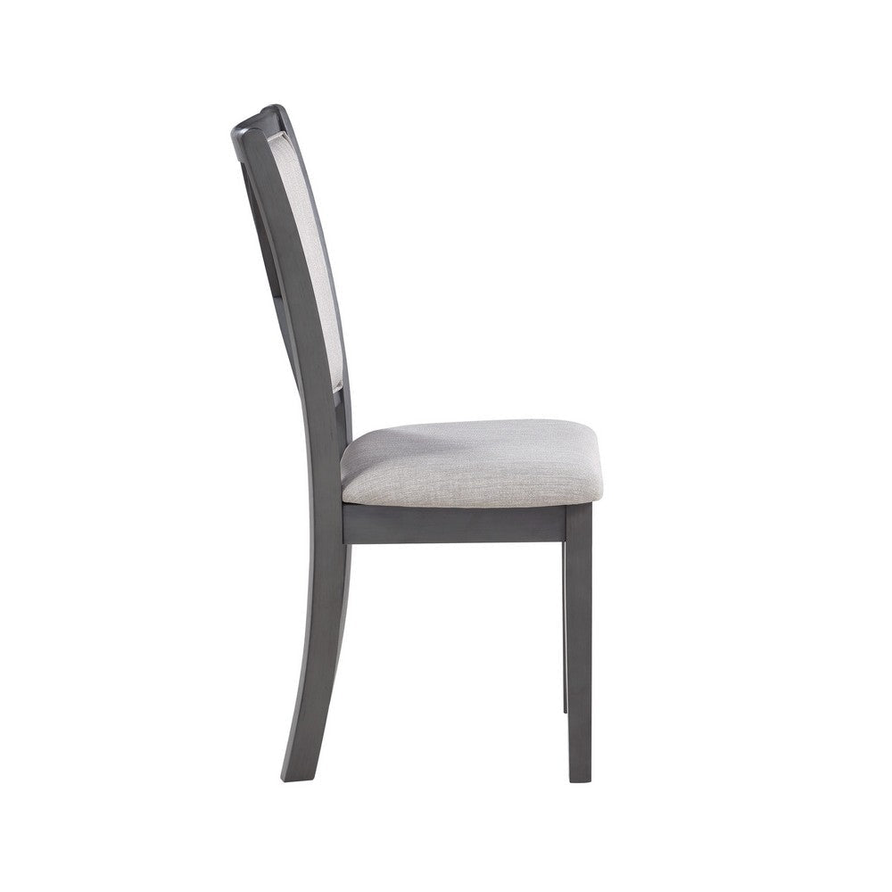 Han Dining Chair Set of 2 Light Gray Fabric Dark Gray Solid Wood BM329817