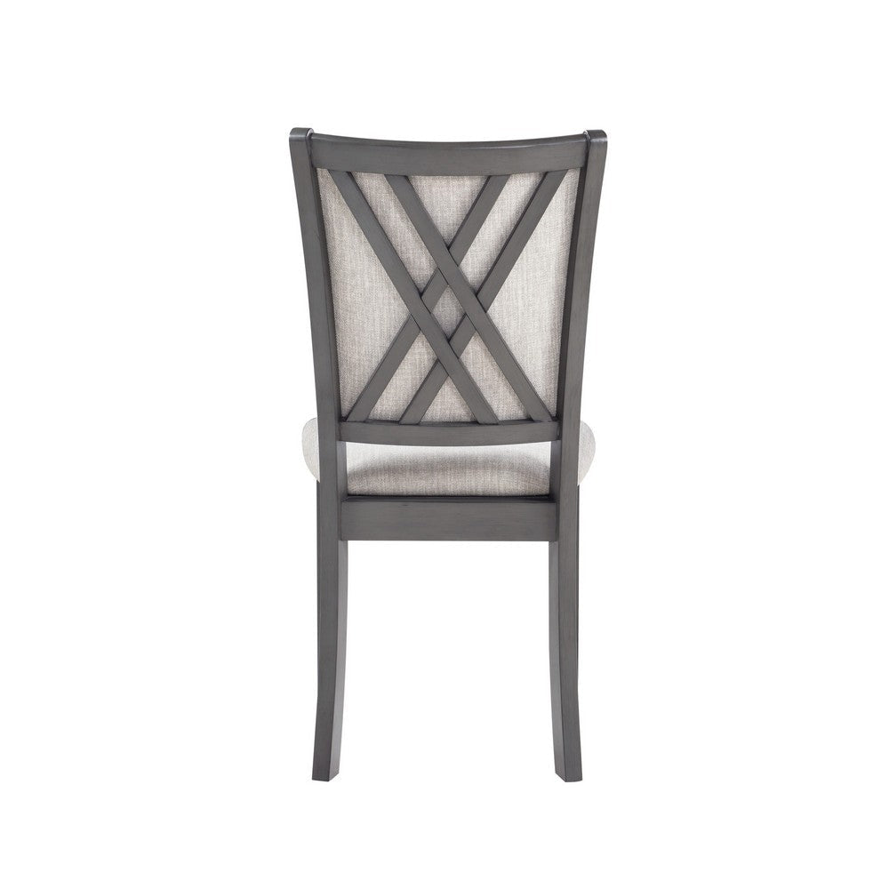 Han Dining Chair Set of 2 Light Gray Fabric Dark Gray Solid Wood BM329817