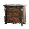 Ruth Nightstand Real Marble Mahogany Brown Solid Wood Gold 30 Inch BM329819