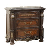Ruth Nightstand Real Marble Mahogany Brown Solid Wood Gold 30 Inch BM329819