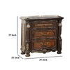 Ruth Nightstand Real Marble Mahogany Brown Solid Wood Gold 30 Inch BM329819