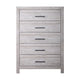 Bisca Tall Dresser Chest 5 Drawer Black Metal Handles Light Gray BM329820