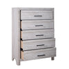 Bisca Tall Dresser Chest 5 Drawer Black Metal Handles Light Gray BM329820