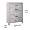 Bisca Tall Dresser Chest 5 Drawer Black Metal Handles Light Gray BM329820
