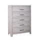Bisca Tall Dresser Chest, 5 Drawer, Black Metal Handles, Light Gray