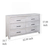 Bisca 63 Inch Wide Dresser 6 Drawers Black Handles Light Gray Wood BM329821