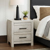Bisca Nightstand 2 Drawers Black Handles Light Gray Wood 27 Inch BM329822