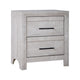 Bisca Nightstand, 2 Drawers, Black Handles, Light Gray Wood, 27 Inch