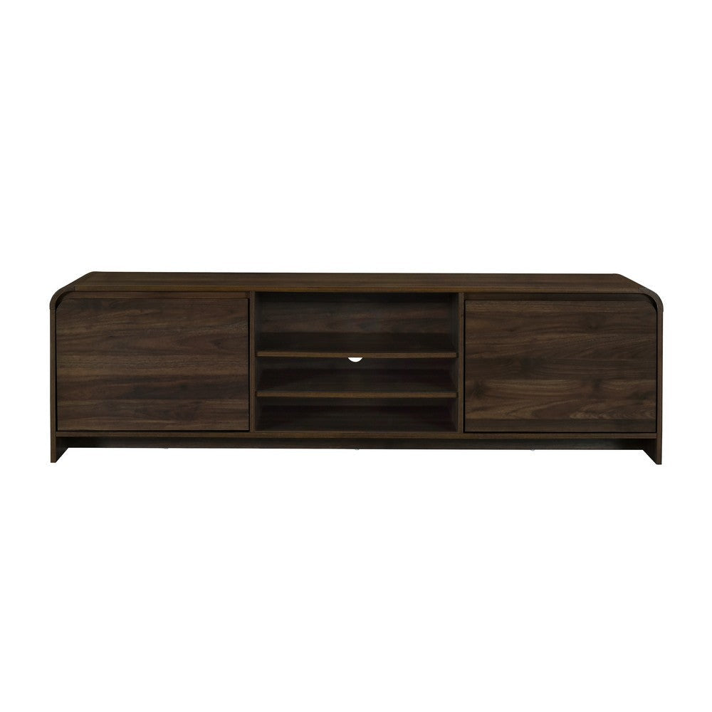 Maria TV Stand Media Cabinet 2 Drawer and Shelves Brown Wood 71 Inch BM329824