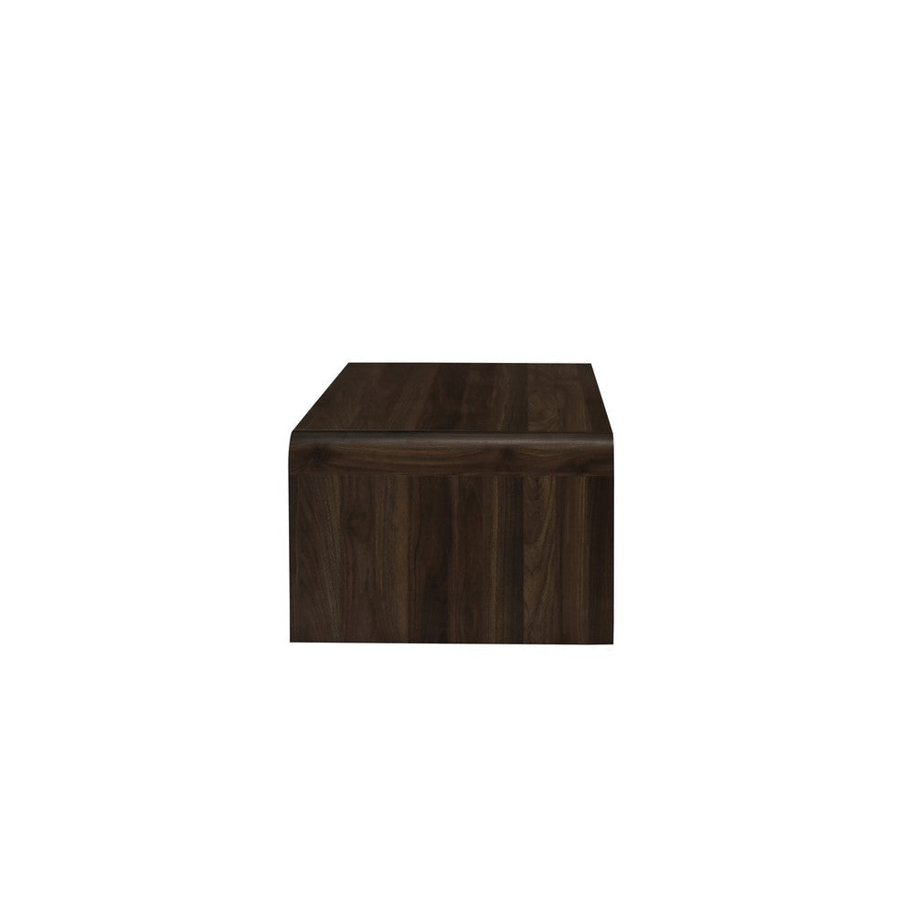 Maria Coffee Table 2 Drawer and Waterfall Style Brown Wood 47 Inch BM329826