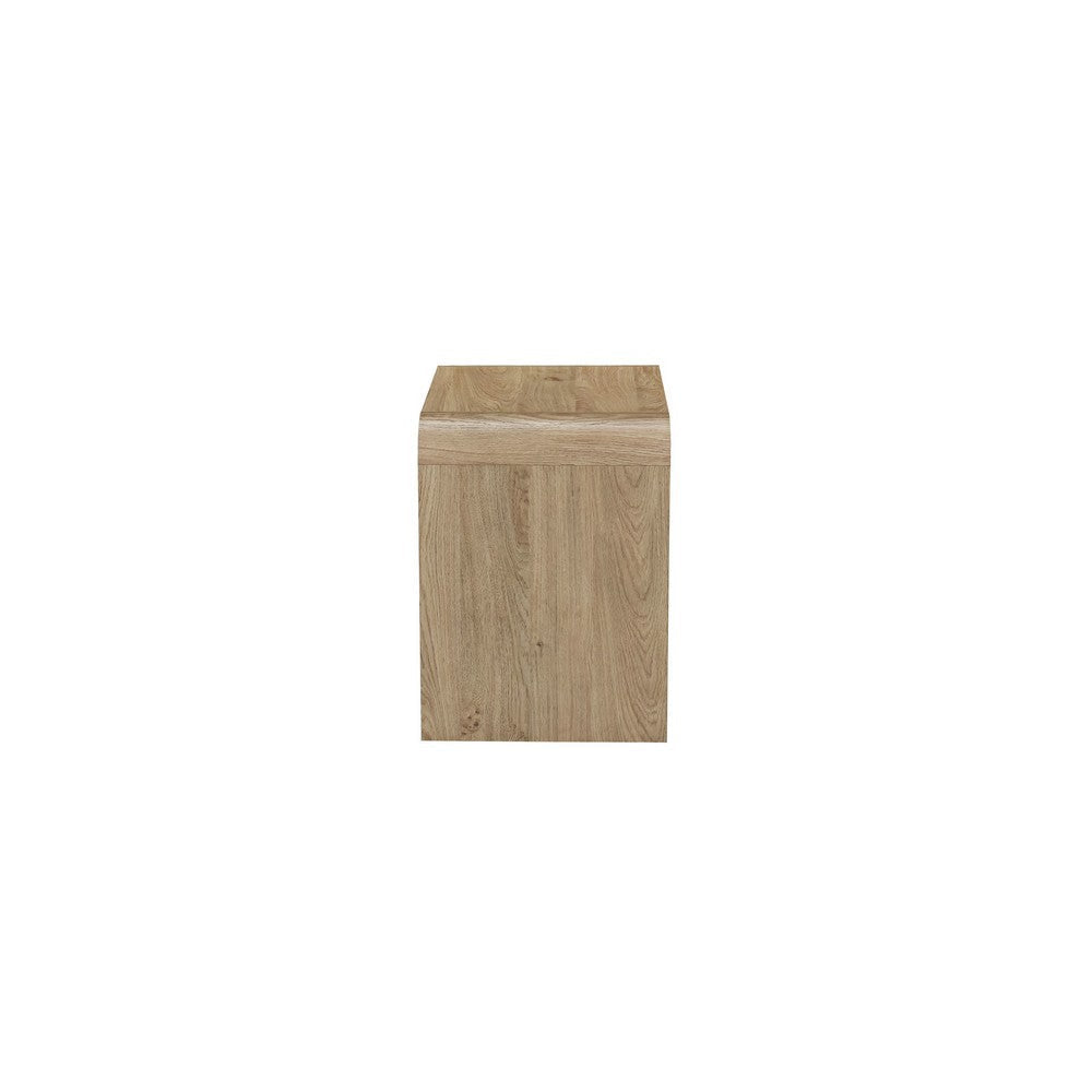 Maria Side End Table Drawer and Waterfall Style Beige Wood 22 Inch BM329827