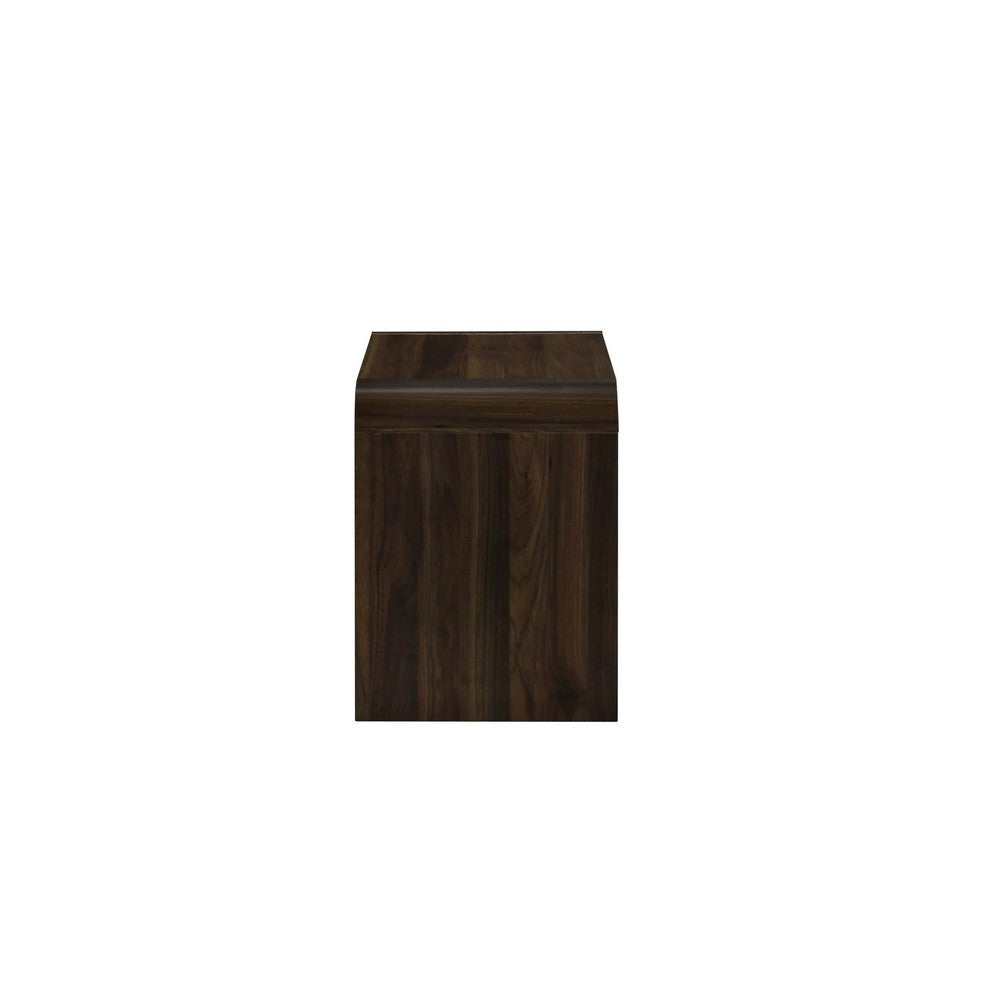 Maria Side End Table Drawer and Waterfall Style Brown Wood 22 Inch BM329828