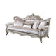 Kerra Sofa with Accent Pillows, Beige Fleur De Lis Velveteen 97 Inch