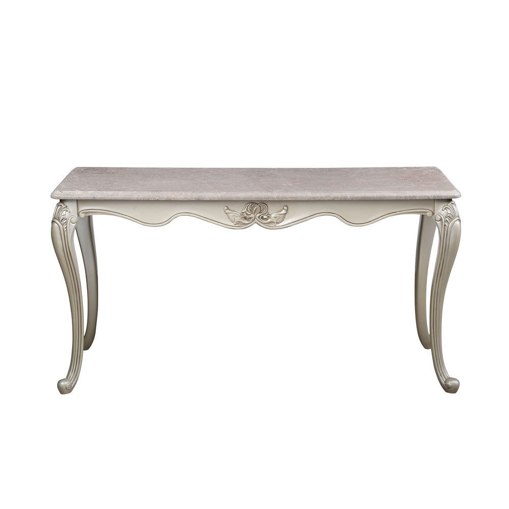 Kerra Console Table Beige Marble Classic Carved Champagne 58 Inch BM329833