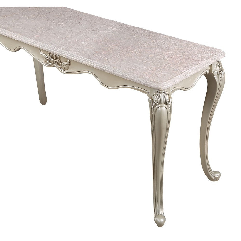 Kerra Console Table Beige Marble Classic Carved Champagne 58 Inch BM329833