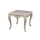 Kerra Side End Table, Beige Marble, Classic Carved Champagne 28 Inch
