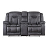 Olaf Dual Manual Recliner Loveseat Dark Gray Faux Leather 77 Inch BM329836