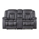 Olaf Dual Manual Recliner Loveseat Dark Gray Faux Leather 77 Inch BM329836