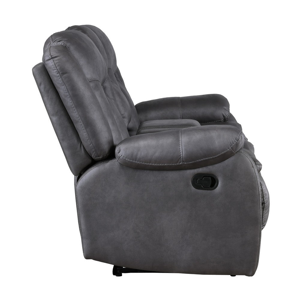 Olaf Dual Manual Recliner Loveseat Dark Gray Faux Leather 77 Inch BM329836