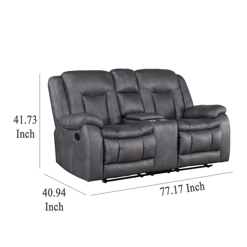 Olaf Dual Manual Recliner Loveseat Dark Gray Faux Leather 77 Inch BM329836