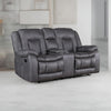 Olaf Dual Manual Recliner Loveseat, Dark Gray Faux Leather 77 Inch