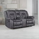 Olaf Dual Manual Recliner Loveseat, Dark Gray Faux Leather 77 Inch
