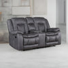 Olaf Dual Manual Recliner Loveseat, Dark Gray Faux Leather 77 Inch