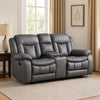 Olaf Dual Manual Recliner Loveseat, Dark Gray Faux Leather 77 Inch