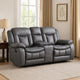 Olaf Dual Manual Recliner Loveseat, Dark Gray Faux Leather 77 Inch