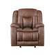 Olaf Manual Glider Recliner Chair Plush Saddle Brown Faux Leather BM329837